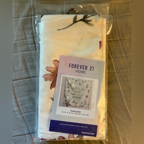 Forever 21 Floral Tapestry w/ Positive Quote - Picture 2 of 5